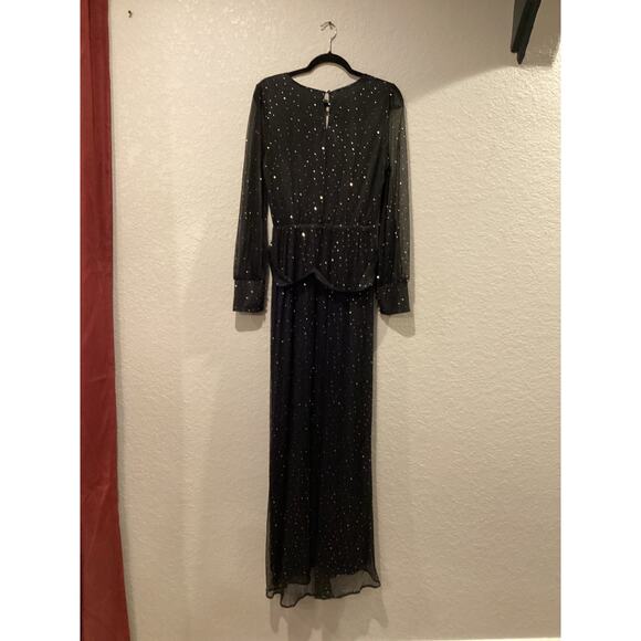 Baltic Born black Abigail sequin v neck Sparkle Gown maxi dress size XL NWT - Picture 8 of 11